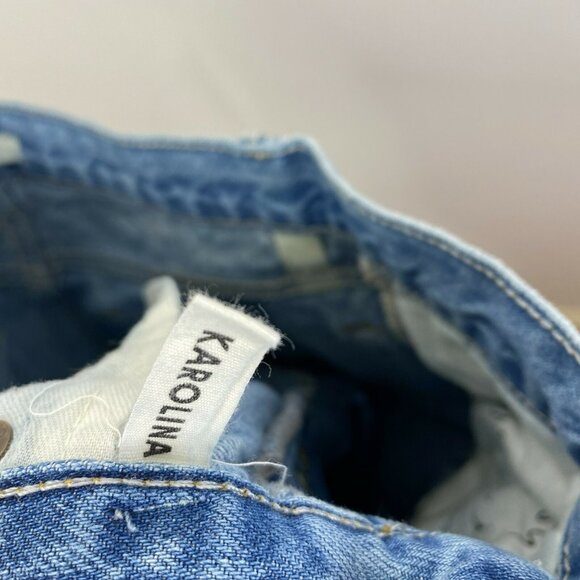 GRLFRND Jeans Denim Blue Karolina Domenico High Rise Tapered Button Fly Size 25 - Picture 7 of 7